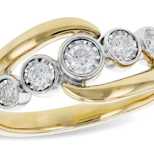Allison Kaufman .21ctw Graduated Bezel 5 Stone Fashion Bypass Ring