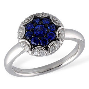 14kt White Gold Ring with 0.53 ct in Sapphires and .17 in accent diamonds