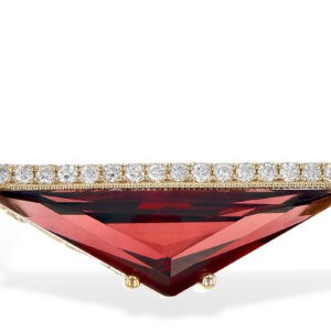 14kt Trillion Cut Garnet Necklace with a line of diamonds