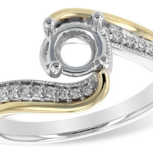 Allison-Kaufman .12ctw 14ktt Bypass Style Semi Mount in Yellow and White Gold
