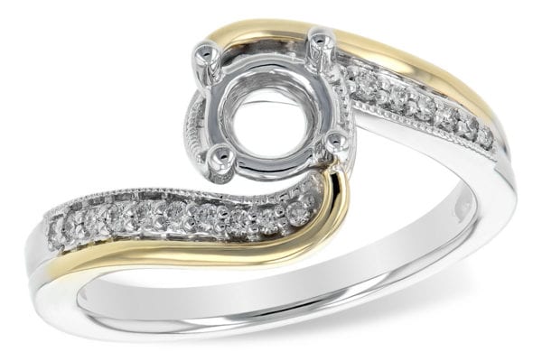 Allison-Kaufman .12ctw 14ktt Bypass Style Semi Mount in Yellow and White Gold