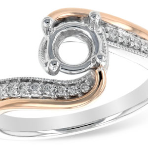 Allison Kaufman .12ctw Bypass Style 14ktw 4 Prong Semi Mount in White and Rose Gold