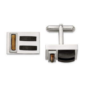 Tiger's Eye with black inlay cufflinks